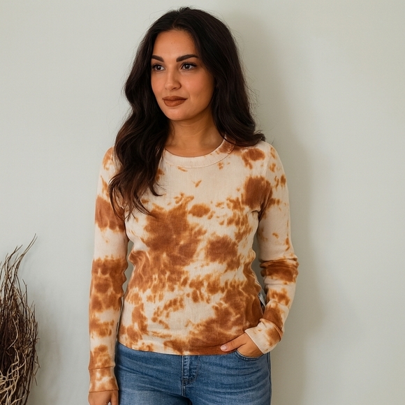 MATE the Label Tops - NWOT Mate The Label Ginger Tie Dye Crewneck Thermal Top